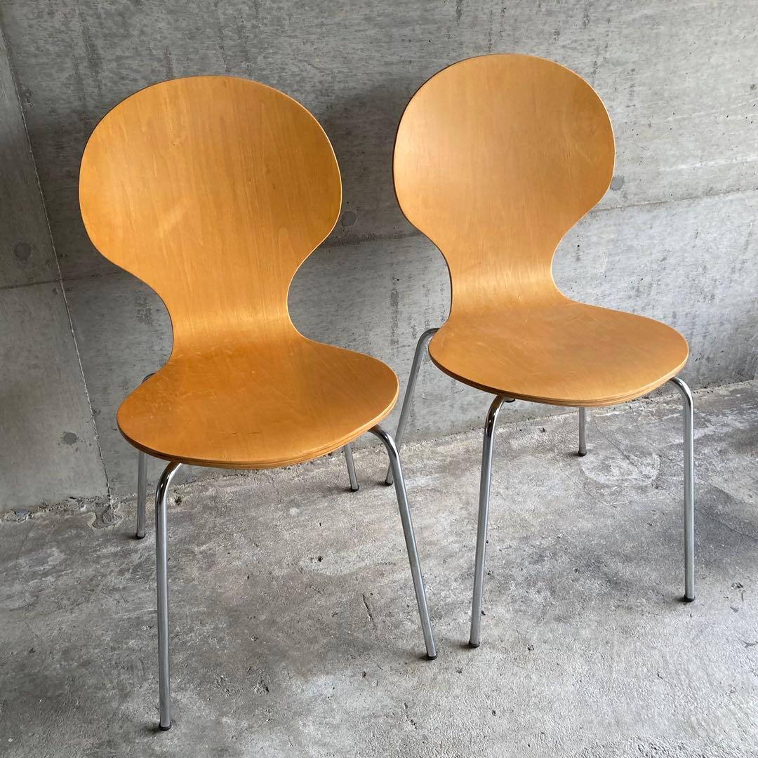 ダイニングチェア スタッキングチェア カフェ 洋風 木製 曲げ木 2脚セット