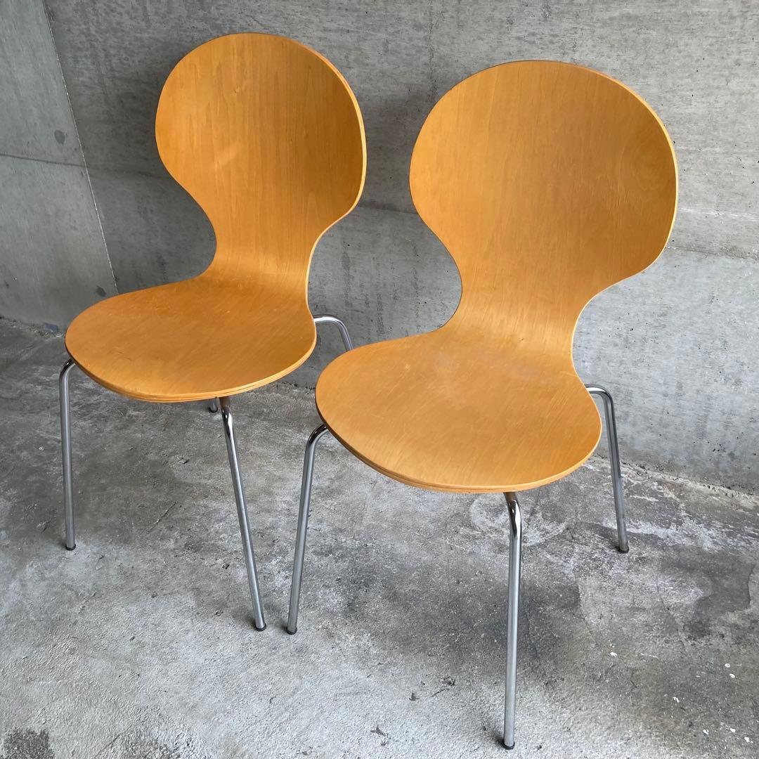 ダイニングチェア スタッキングチェア カフェ 洋風 木製 曲げ木 2脚セット