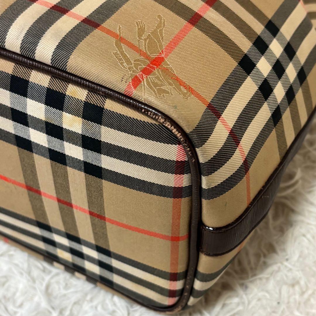良品✨バーバリー 巾着 バケットバッグ ショルダー ノバチェック シャドーホース