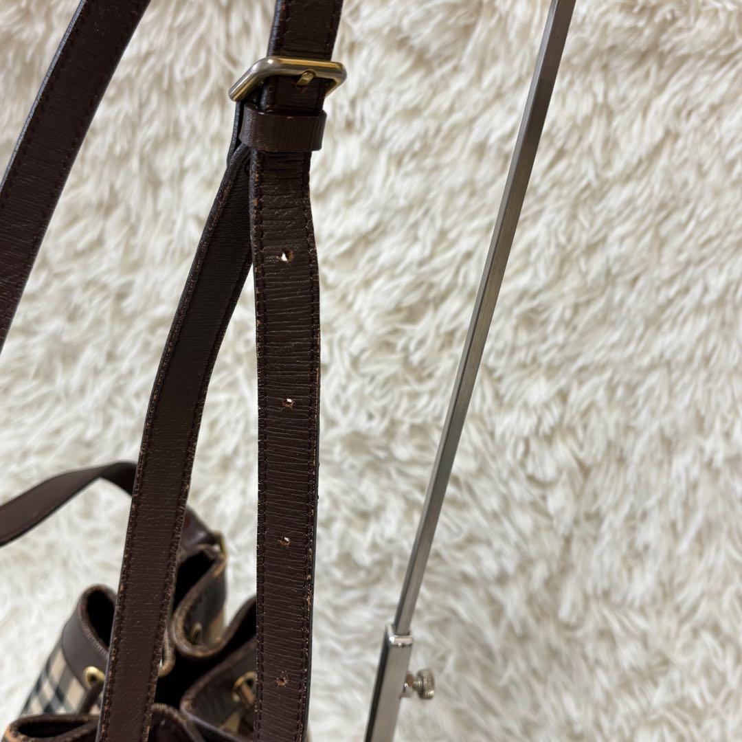 良品✨バーバリー 巾着 バケットバッグ ショルダー ノバチェック シャドーホース