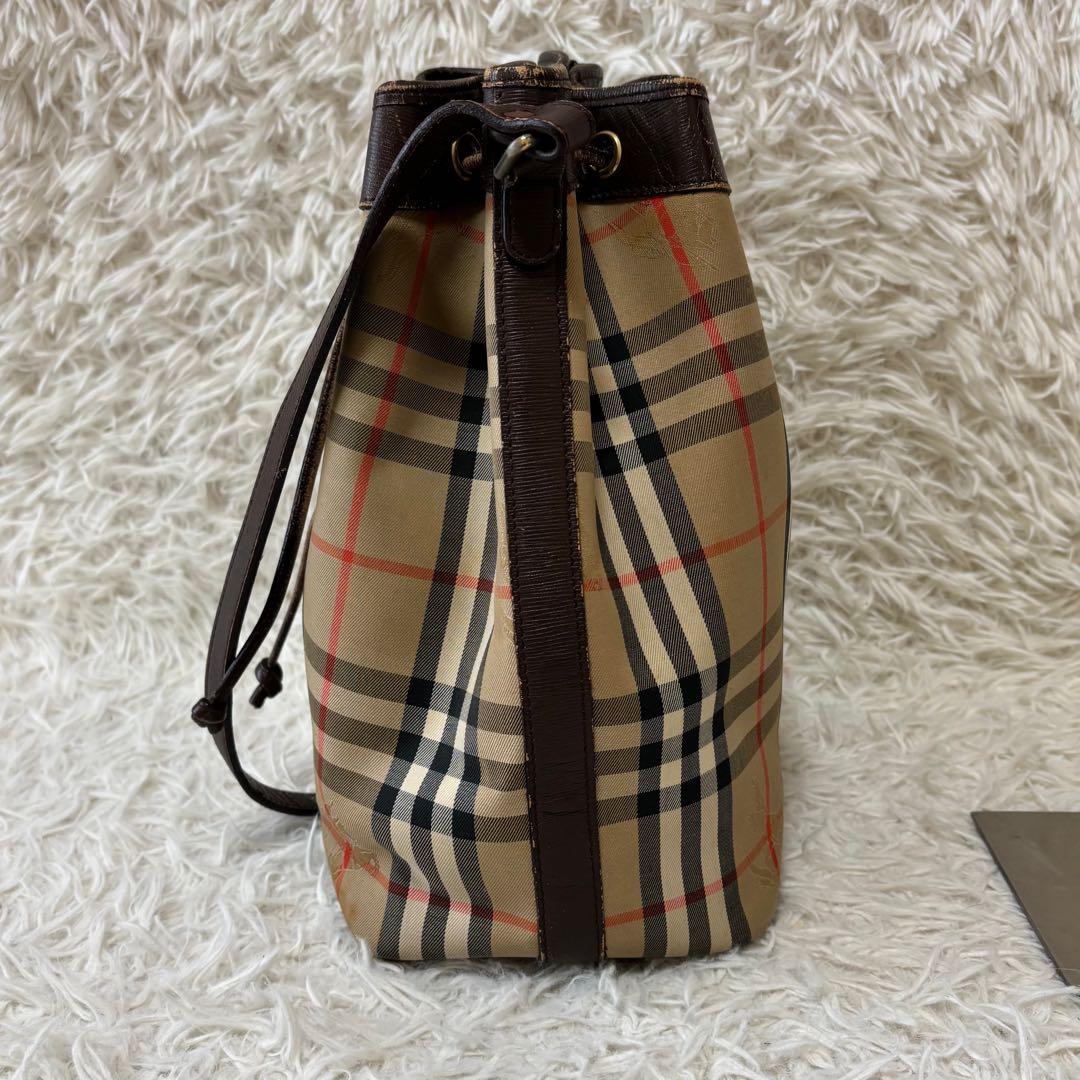 良品✨バーバリー 巾着 バケットバッグ ショルダー ノバチェック シャドーホース