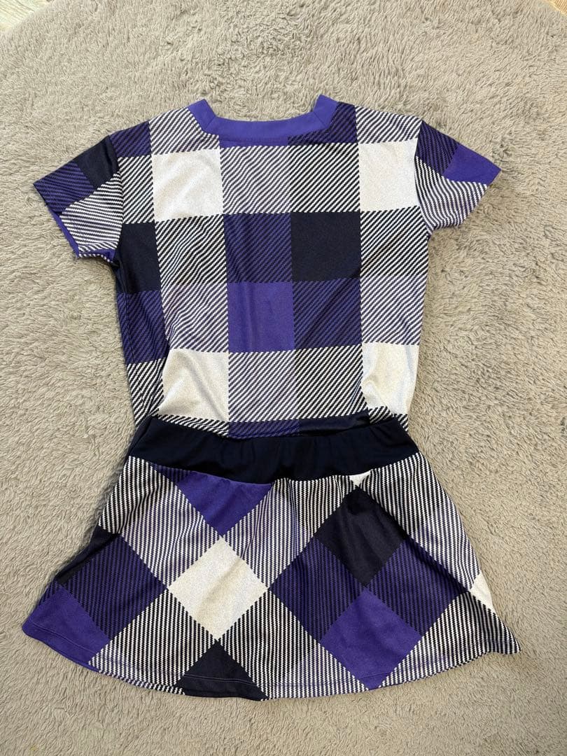 SIC 紫 チェック柄 Vネック テニスウェア