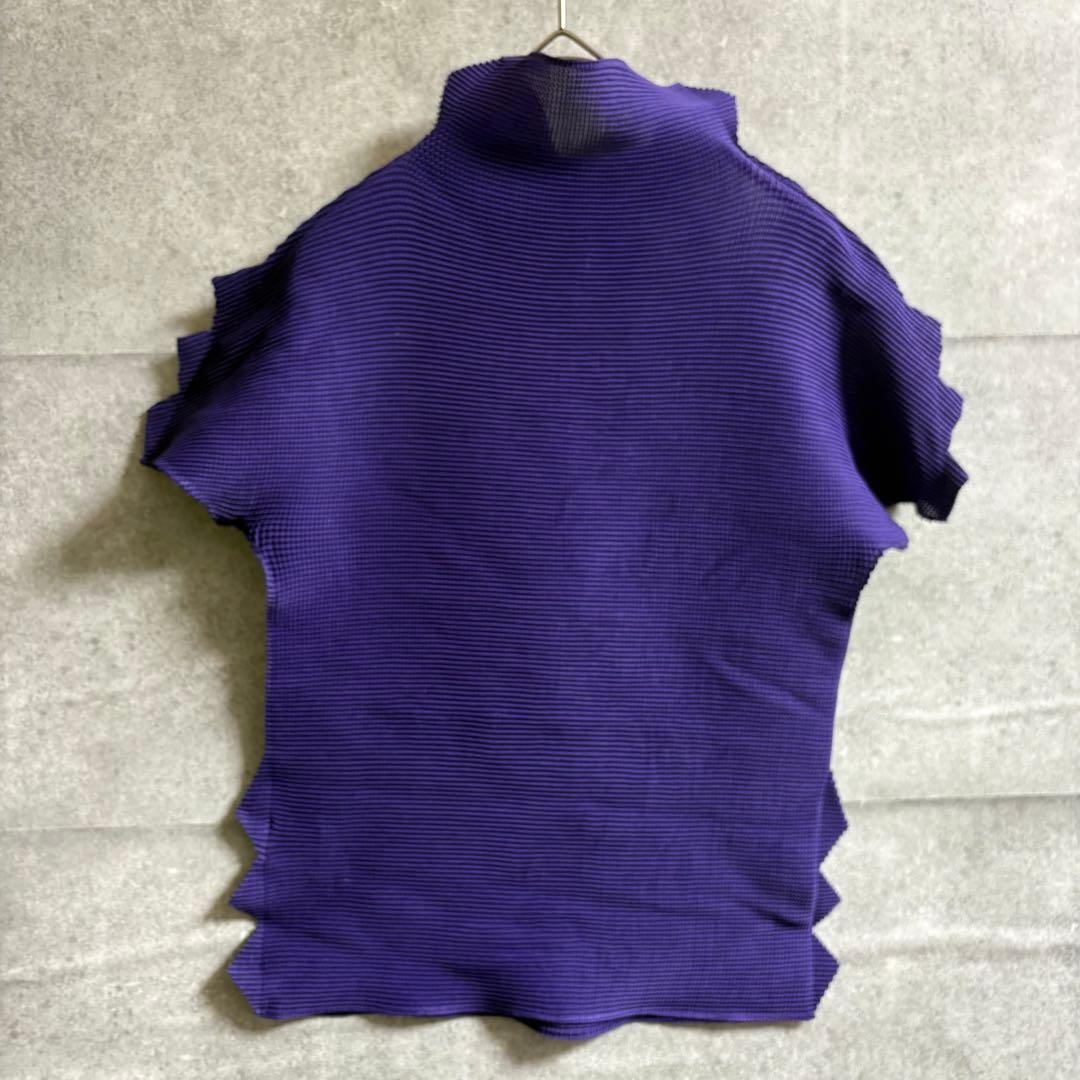 me ISSEY MIYAKE 変形カットソー ハイネック パープル ワッフル