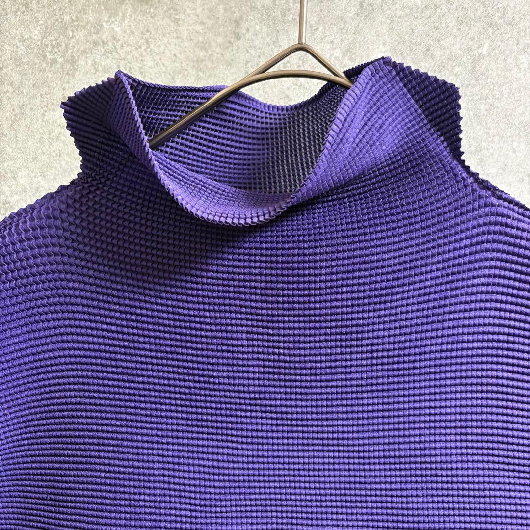 me ISSEY MIYAKE 変形カットソー ハイネック パープル ワッフル