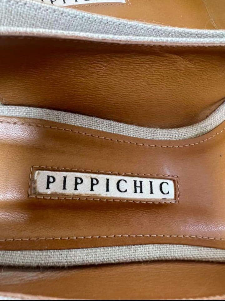 PIPPICHIC グレー ビジュー付きフラットシューズ 38