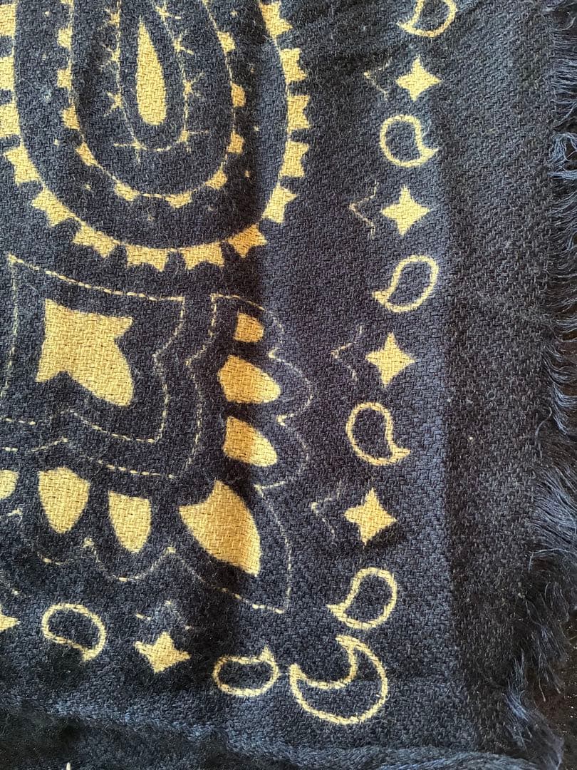 manipuri ネイビー ペイズリー柄 ストール