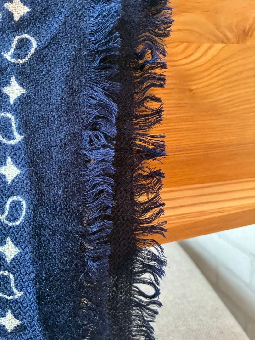 manipuri ネイビー ペイズリー柄 ストール