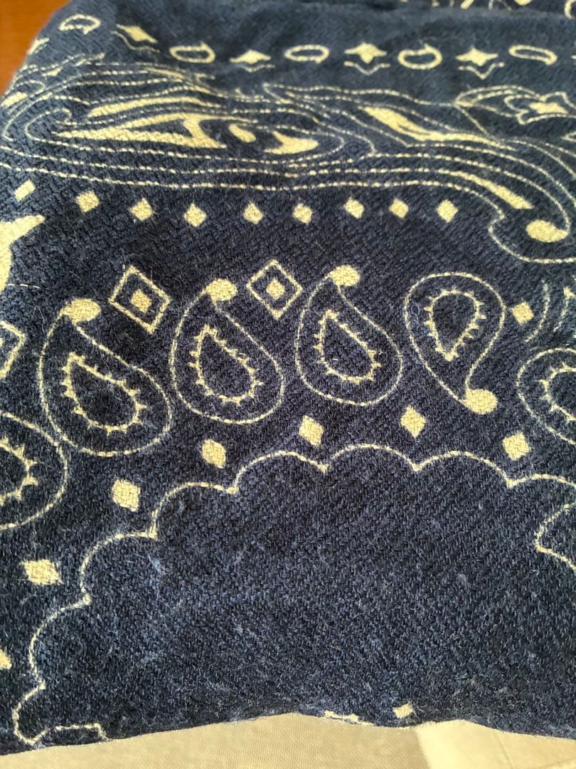 manipuri ネイビー ペイズリー柄 ストール