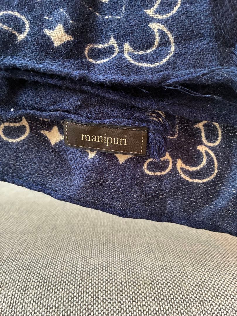 manipuri ネイビー ペイズリー柄 ストール