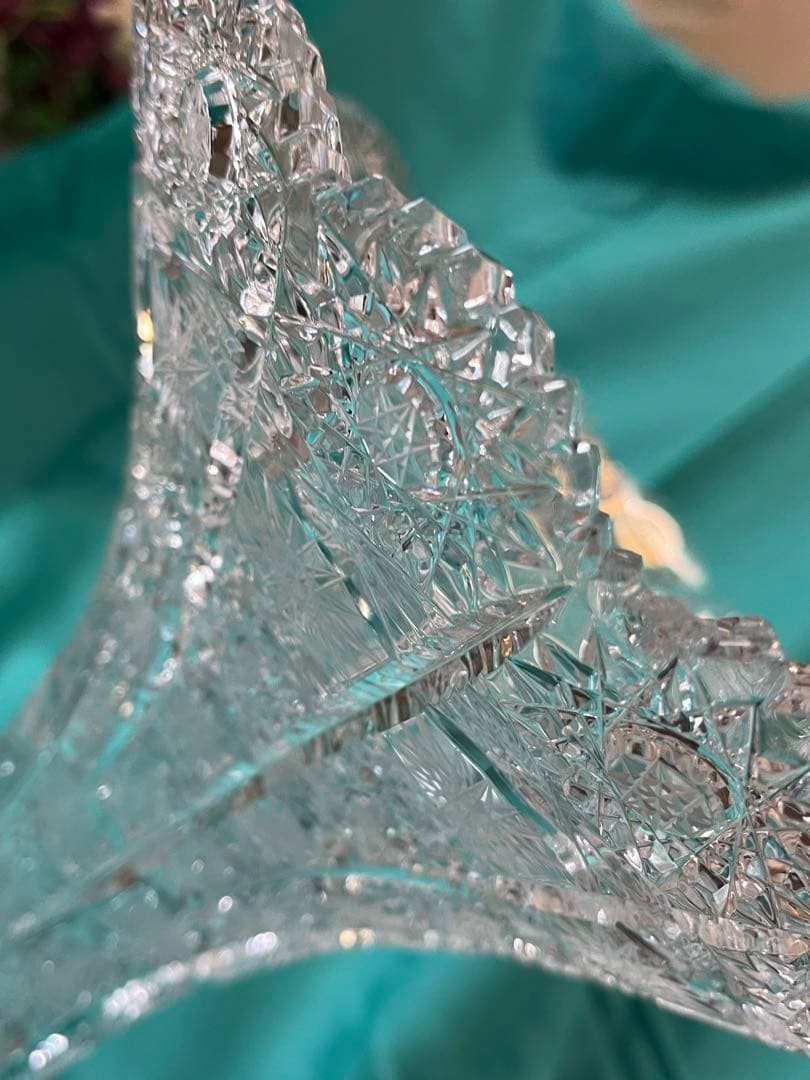 ボヘミアングラス フラワーベース 花瓶　高さ30 （チェコソロバキア製）