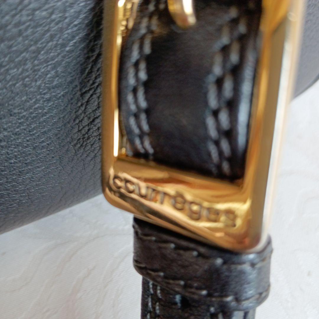 ブラック レザー 巾着型 ショルダーバッグ