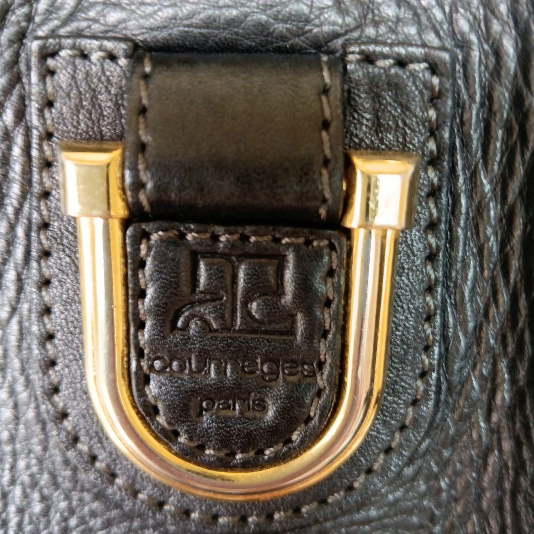 ブラック レザー 巾着型 ショルダーバッグ