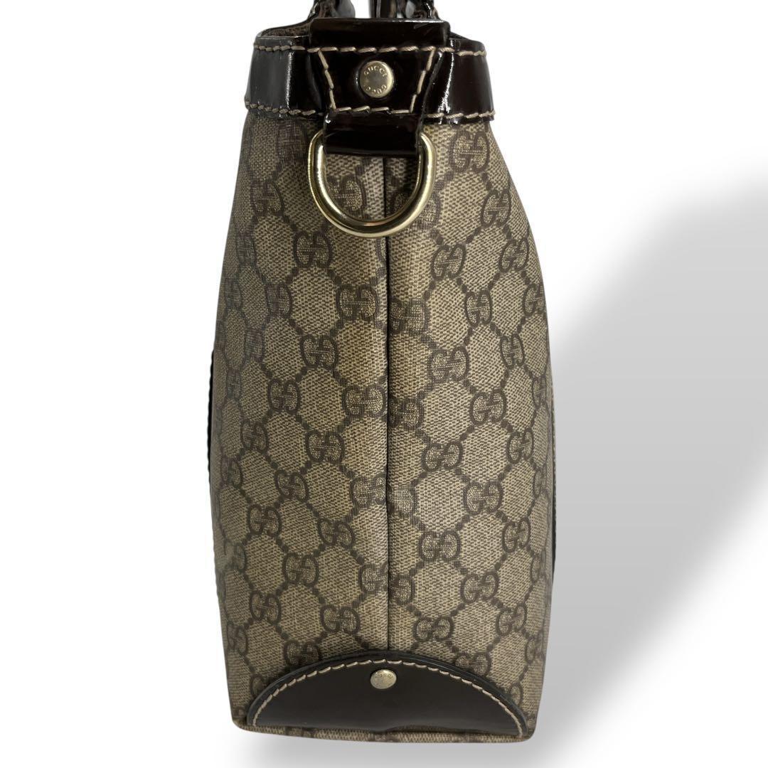 グッチ　ハンドバッグ　リボン　GGスプリーム　A4収納可　ベージュ　PVCレザー