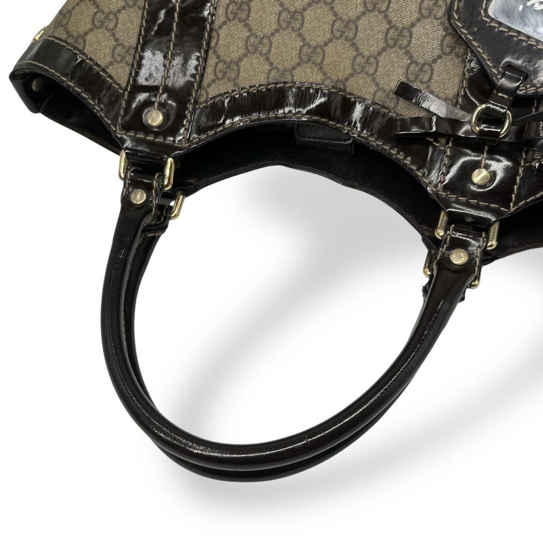 グッチ　ハンドバッグ　リボン　GGスプリーム　A4収納可　ベージュ　PVCレザー