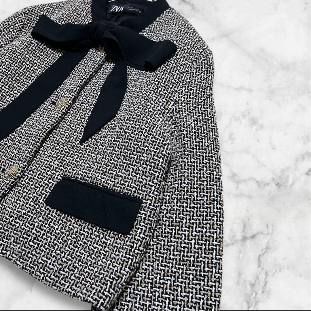 ✨Roooi♡ ✨ZARA リボンディテール テクスチャージャケット