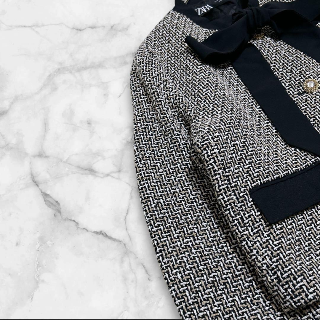 ✨Roooi♡ ✨ZARA リボンディテール テクスチャージャケット