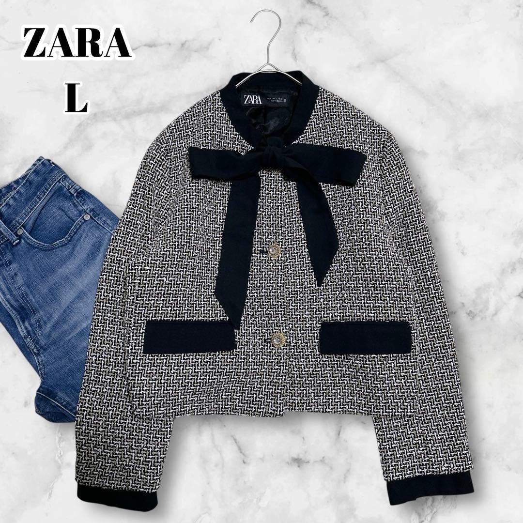 ✨Roooi♡ ✨ZARA リボンディテール テクスチャージャケット