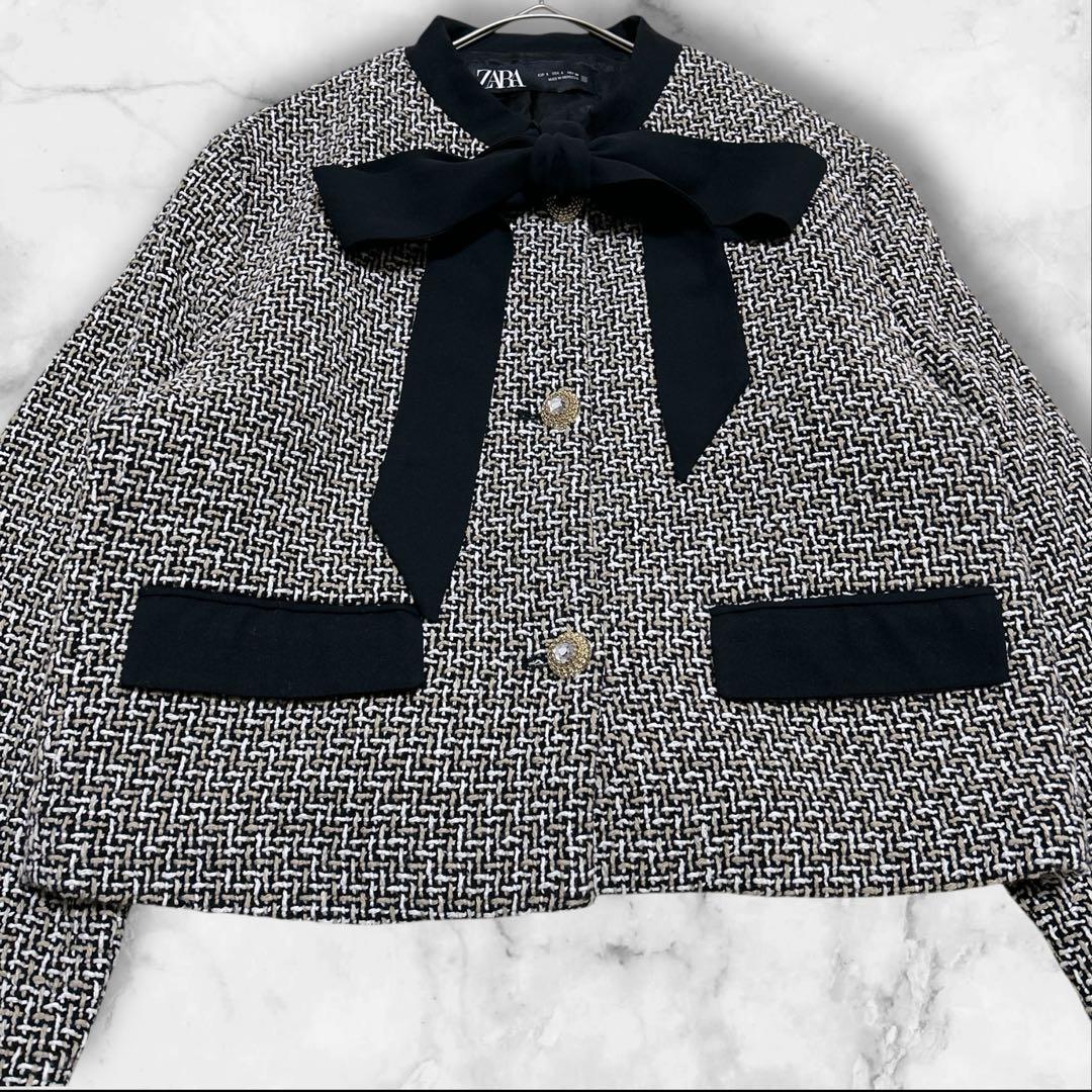 ✨Roooi♡ ✨ZARA リボンディテール テクスチャージャケット