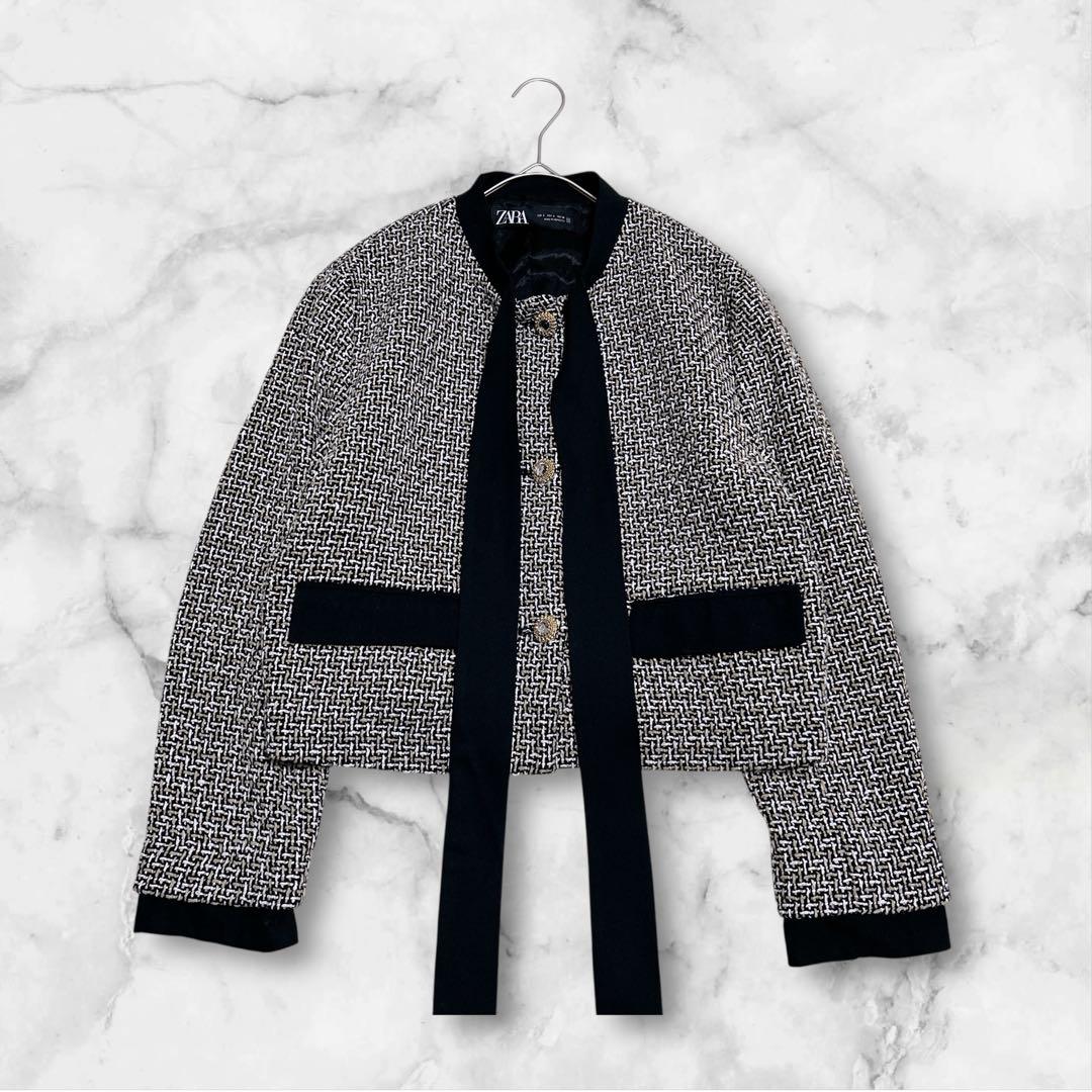 ✨Roooi♡ ✨ZARA リボンディテール テクスチャージャケット