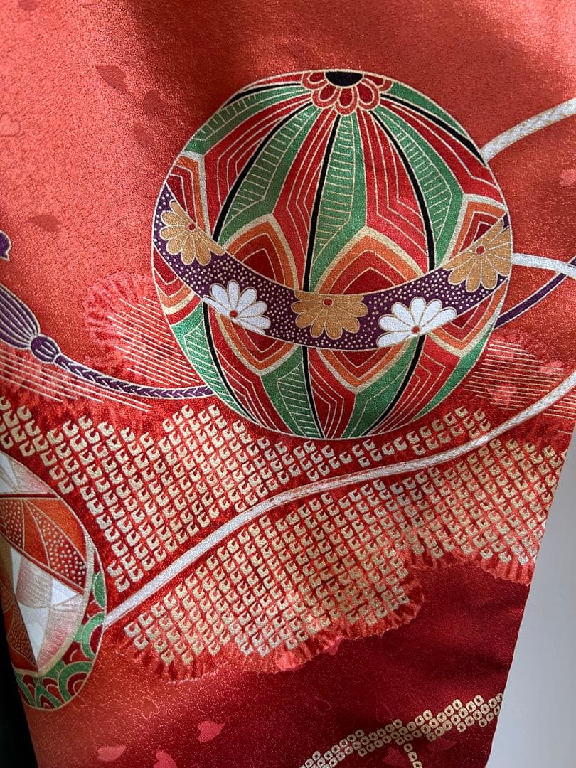 プ*s様 7歳　七五三　正絹着物、帯、帯揚げ、帯締め　しごき　バッグはこせこ扇子