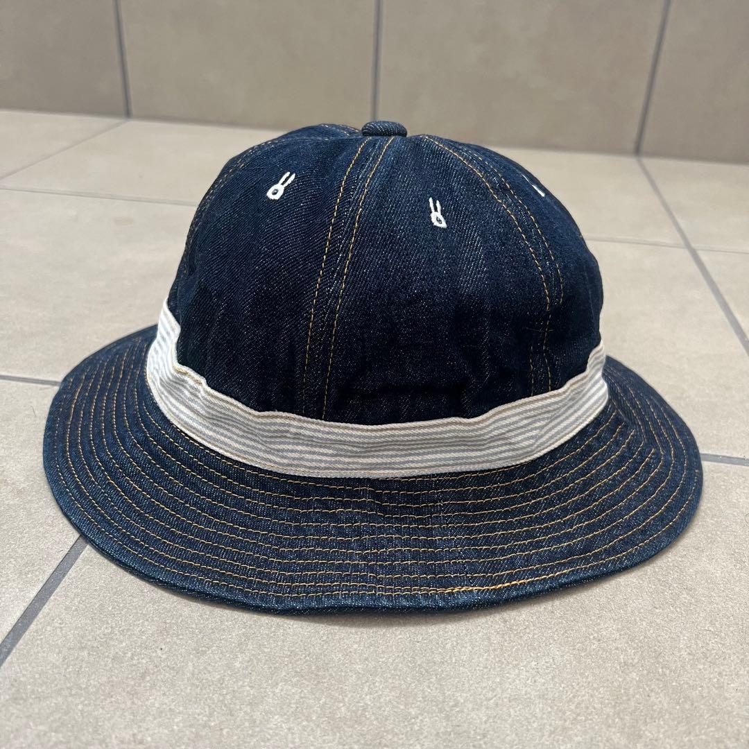 CUNE キューン　デニム　切り替え　ハット　帽子　うさぎ　ドット　M 水玉