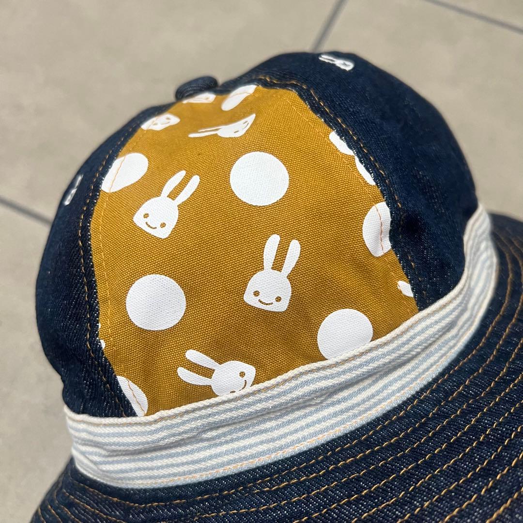 CUNE キューン　デニム　切り替え　ハット　帽子　うさぎ　ドット　M 水玉