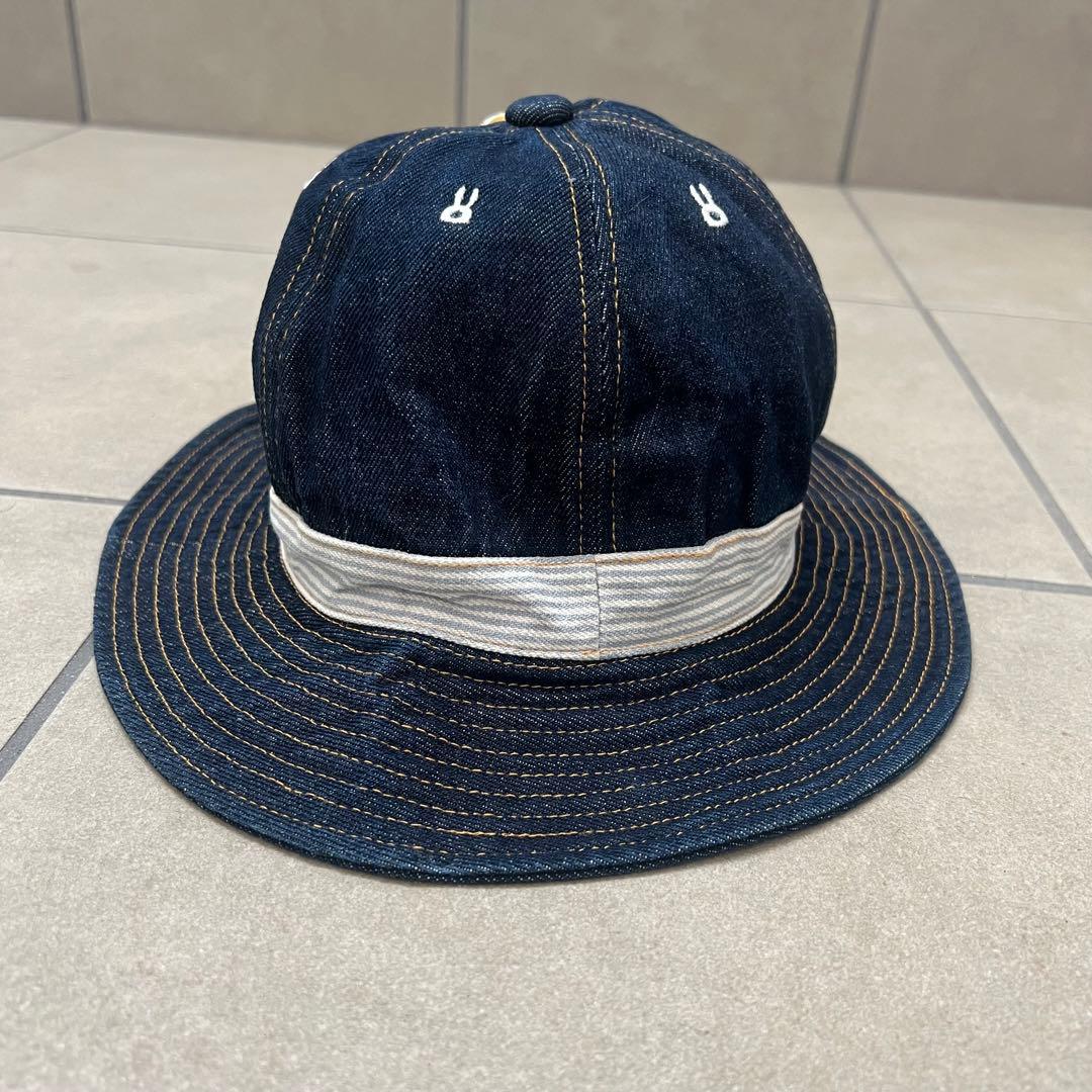 CUNE キューン　デニム　切り替え　ハット　帽子　うさぎ　ドット　M 水玉