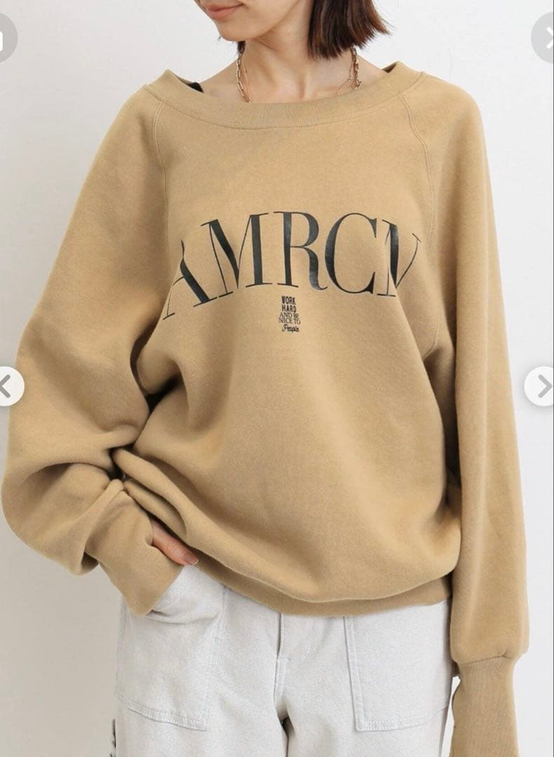 L'Appartement AMRCN クルーネックスウェット ベージュ