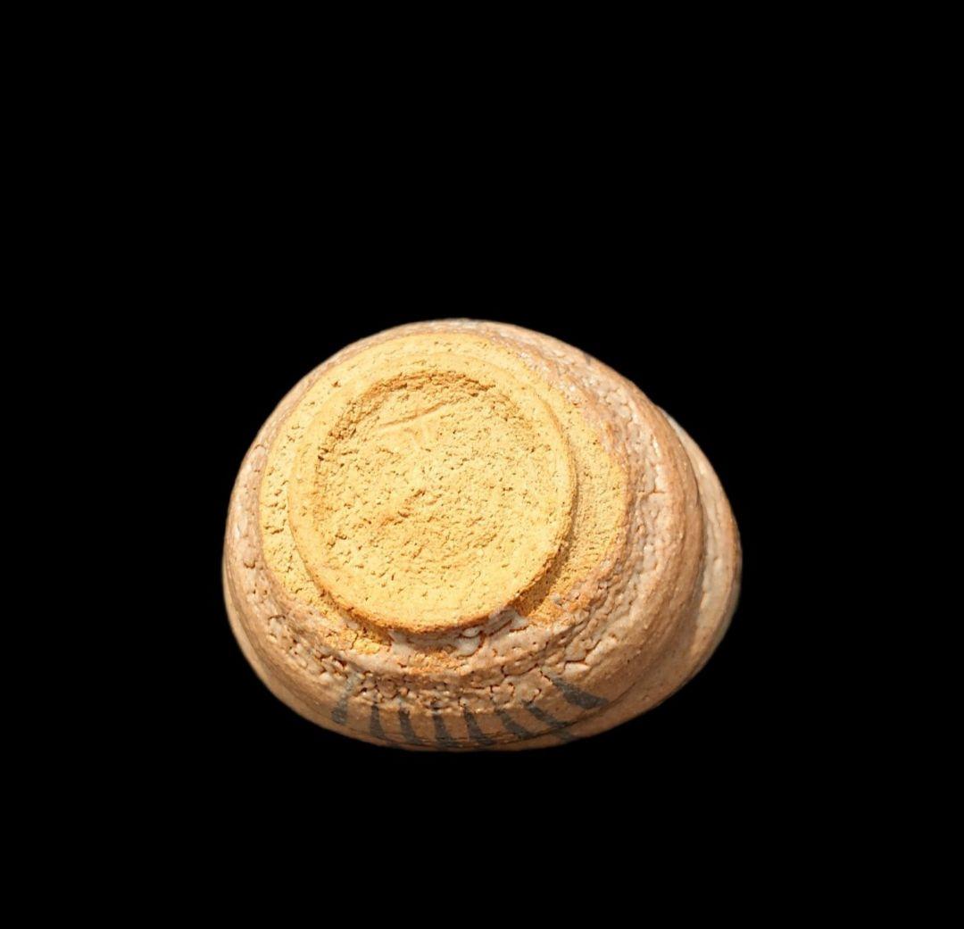 ■唐津焼 巨匠 中里重利 絵唐津沓ぐい呑 共箱、共布、栞三枚揃い 未使用品