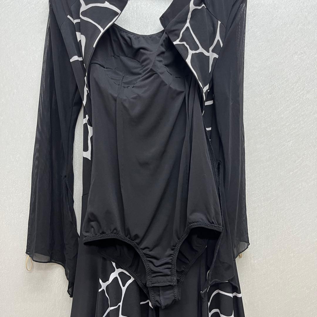 新品 社交ダンス ワンピース モノトーンプリント サイズS〜 M