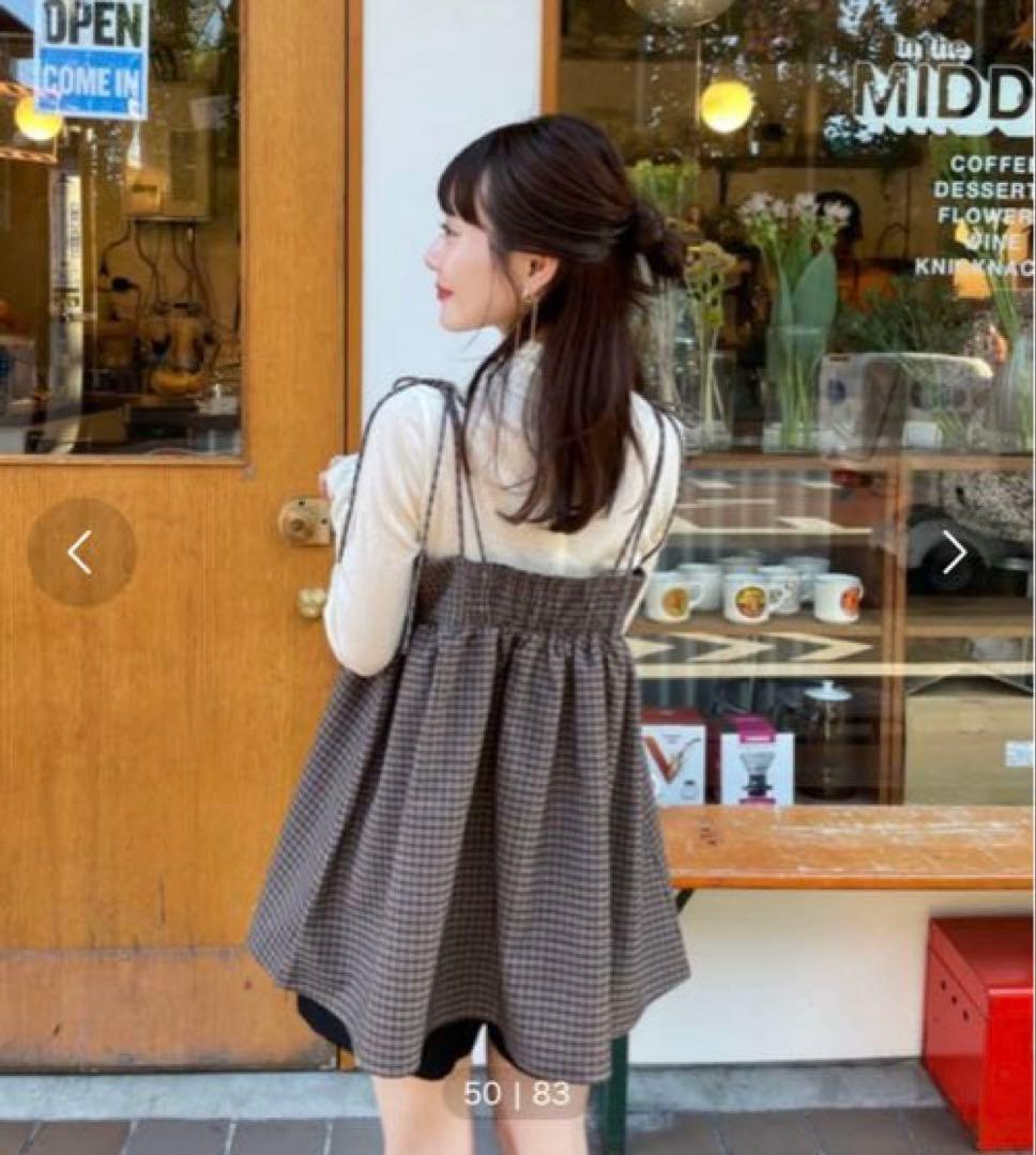 hinari シャーリングデザインキャミチュニック　チェック