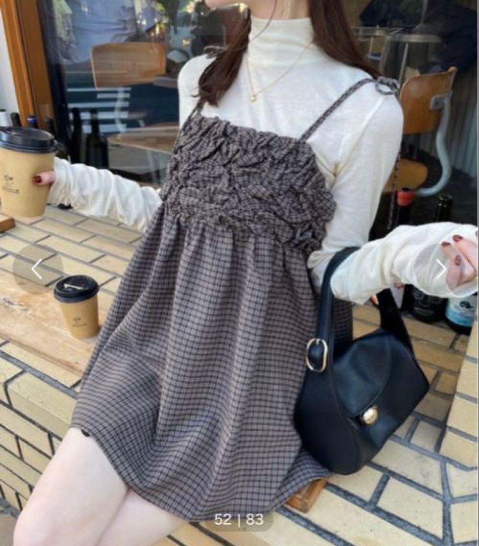 hinari シャーリングデザインキャミチュニック　チェック