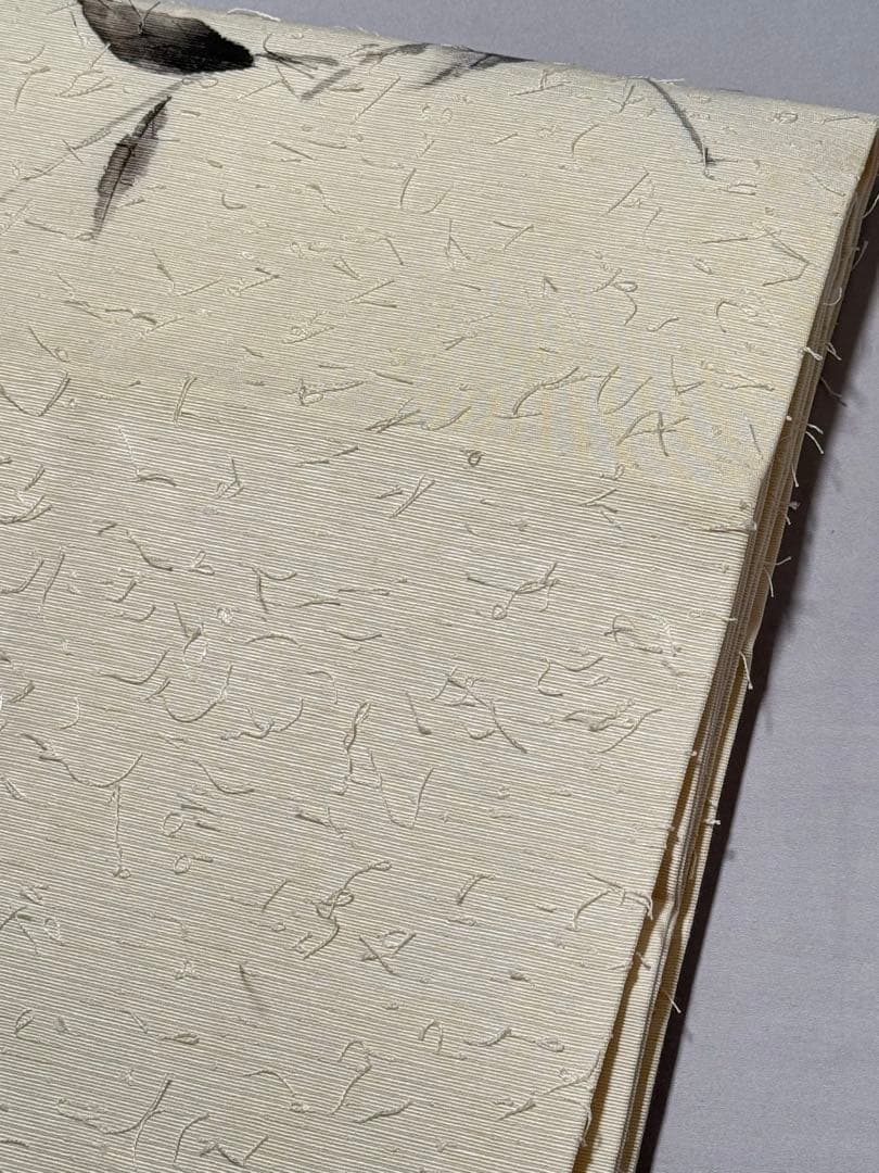 [美品] 髭紬　名古屋帯　正絹　お太鼓柄　雀　白練色　洒落帯　小紋　紬　無地