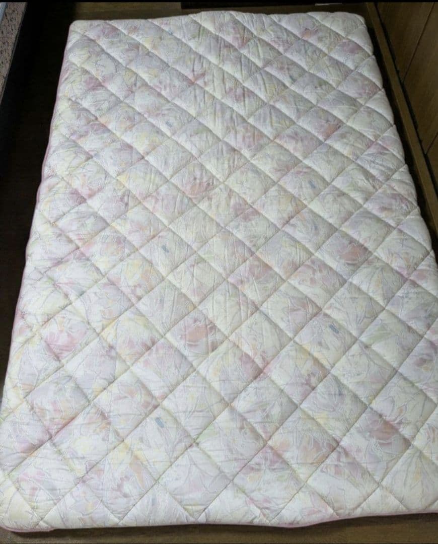 高級羊毛ふとん ダブル敷布団 ピンク系 花柄