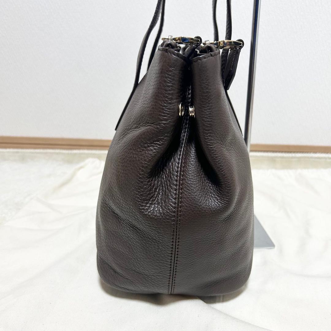 美品　マックスマーラ　オールレザー　トートバッグ　ブラウン　シボ革　チャーム付き