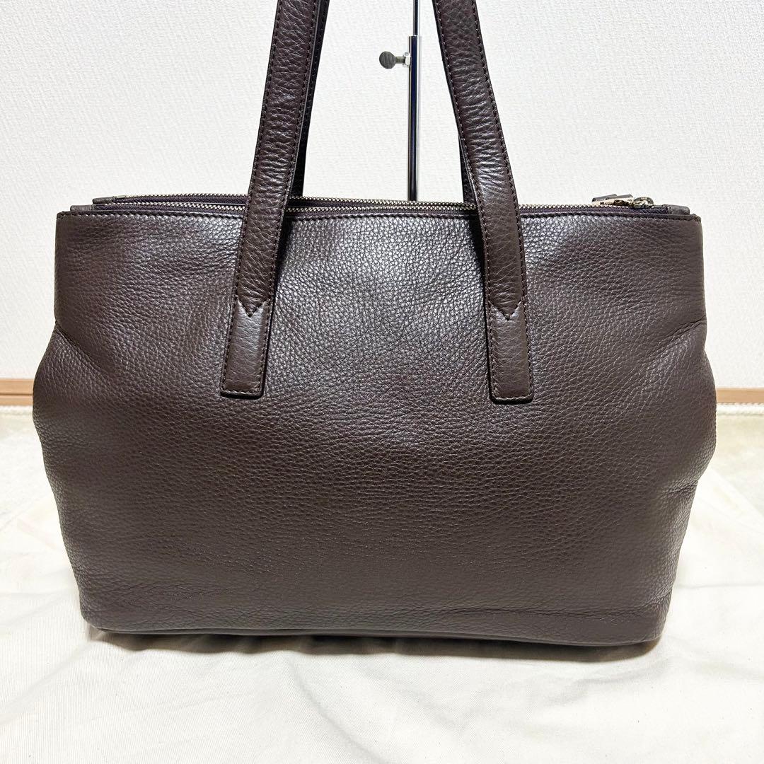 美品　マックスマーラ　オールレザー　トートバッグ　ブラウン　シボ革　チャーム付き