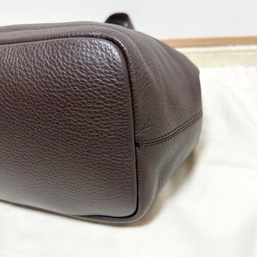 美品　マックスマーラ　オールレザー　トートバッグ　ブラウン　シボ革　チャーム付き