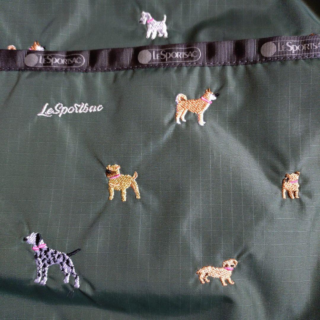 【新品未使用】レスポートサック　犬柄　ブリードオブドッグ　グリーン