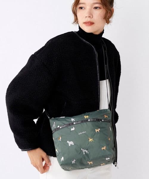 【新品未使用】レスポートサック　犬柄　ブリードオブドッグ　グリーン