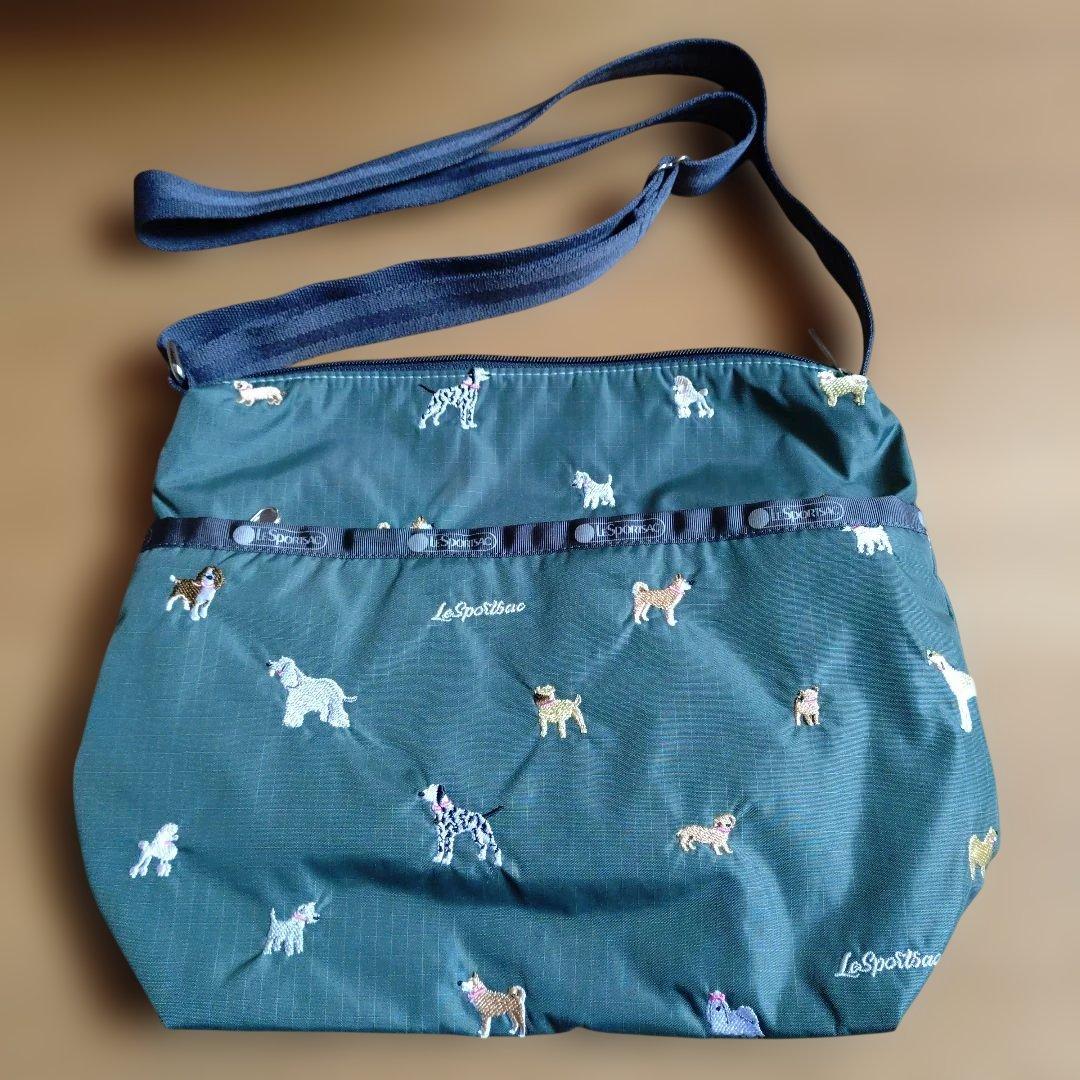 【新品未使用】レスポートサック　犬柄　ブリードオブドッグ　グリーン