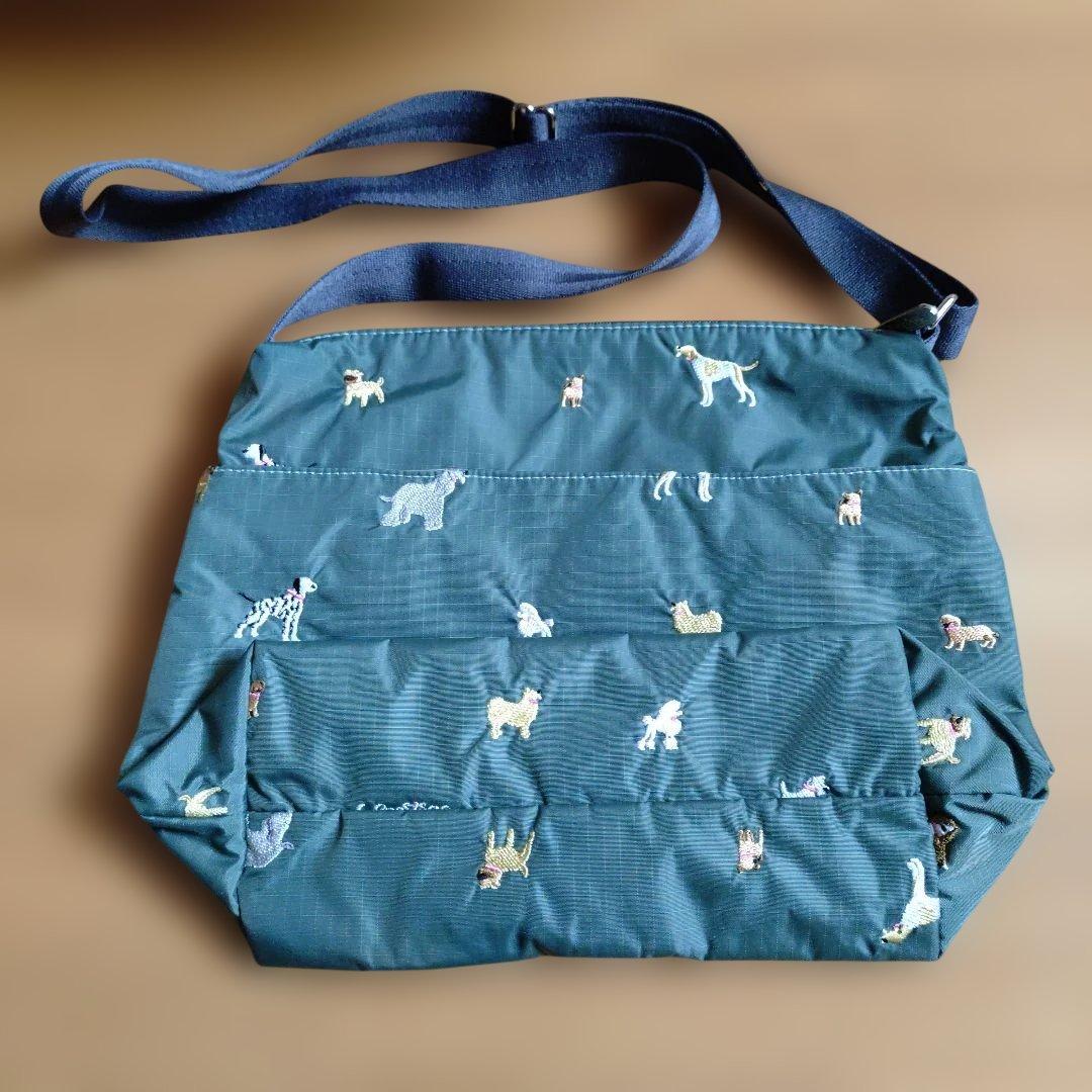 【新品未使用】レスポートサック　犬柄　ブリードオブドッグ　グリーン