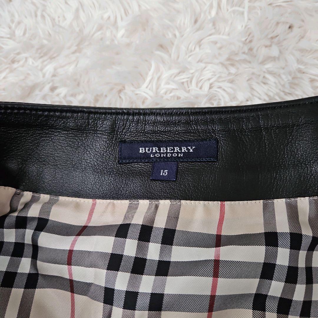 美品☆BURBERRY LONDON ラムレザースカート 裏地 ノバチェック