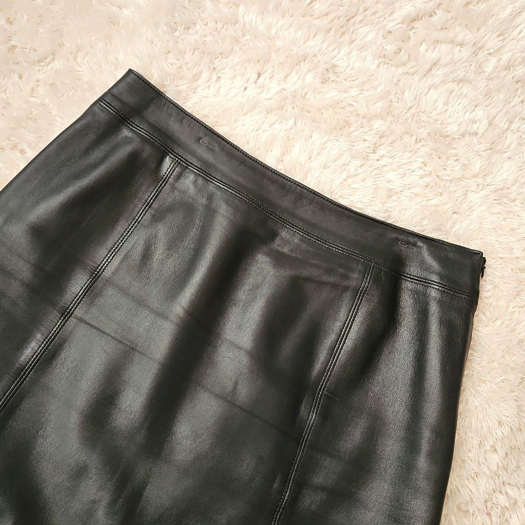 美品☆BURBERRY LONDON ラムレザースカート 裏地 ノバチェック