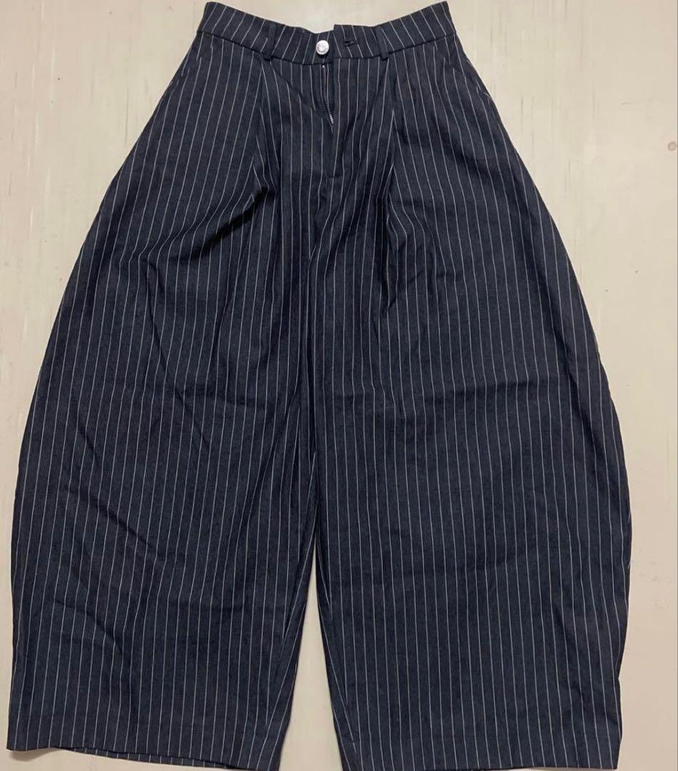 PUSH PUSH ストライプスラックス Mサイズ ブラック