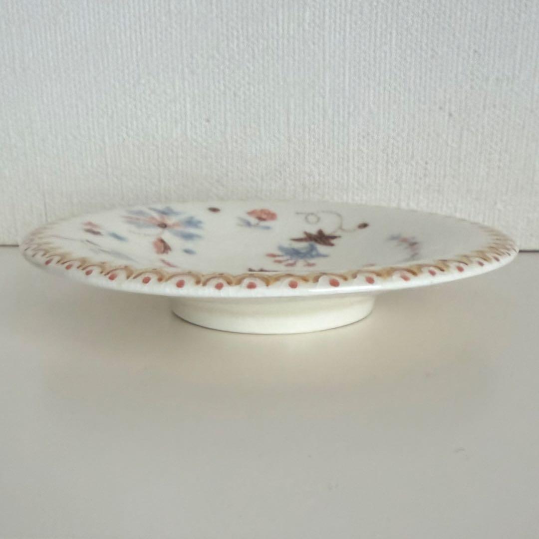 【未使用】升たか　色絵　花猫紋小皿