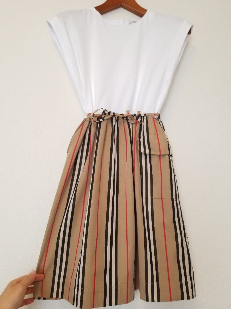バーバリーワンピース 2度使用 ストライプ 茶 キッズ◯大人◯美品良品
