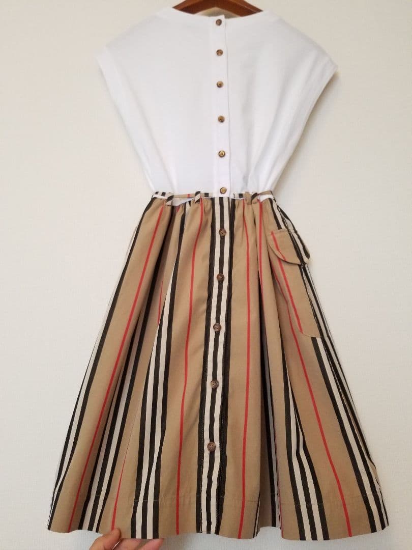バーバリーワンピース 2度使用 ストライプ 茶 キッズ◯大人◯美品良品