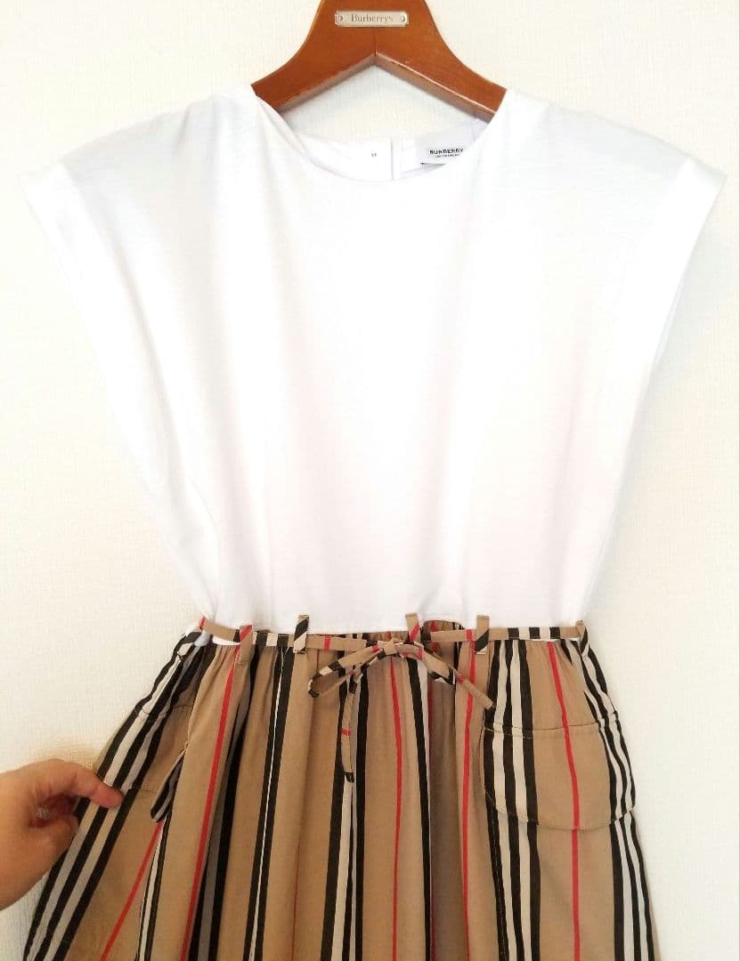 バーバリーワンピース 2度使用 ストライプ 茶 キッズ◯大人◯美品良品