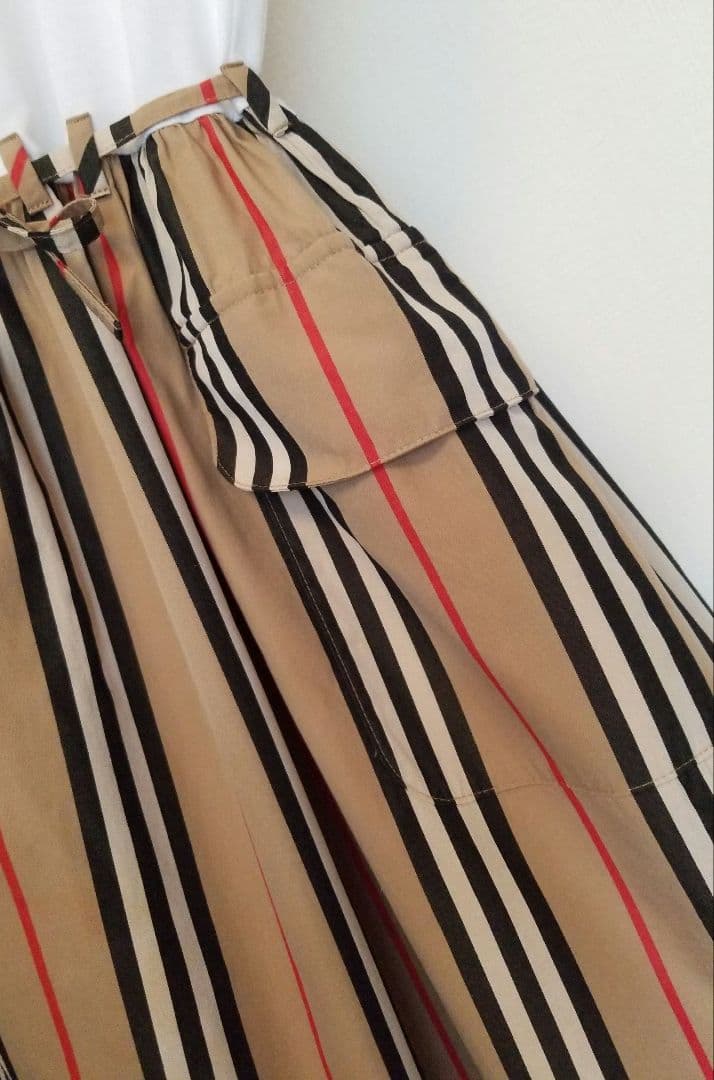 バーバリーワンピース 2度使用 ストライプ 茶 キッズ◯大人◯美品良品