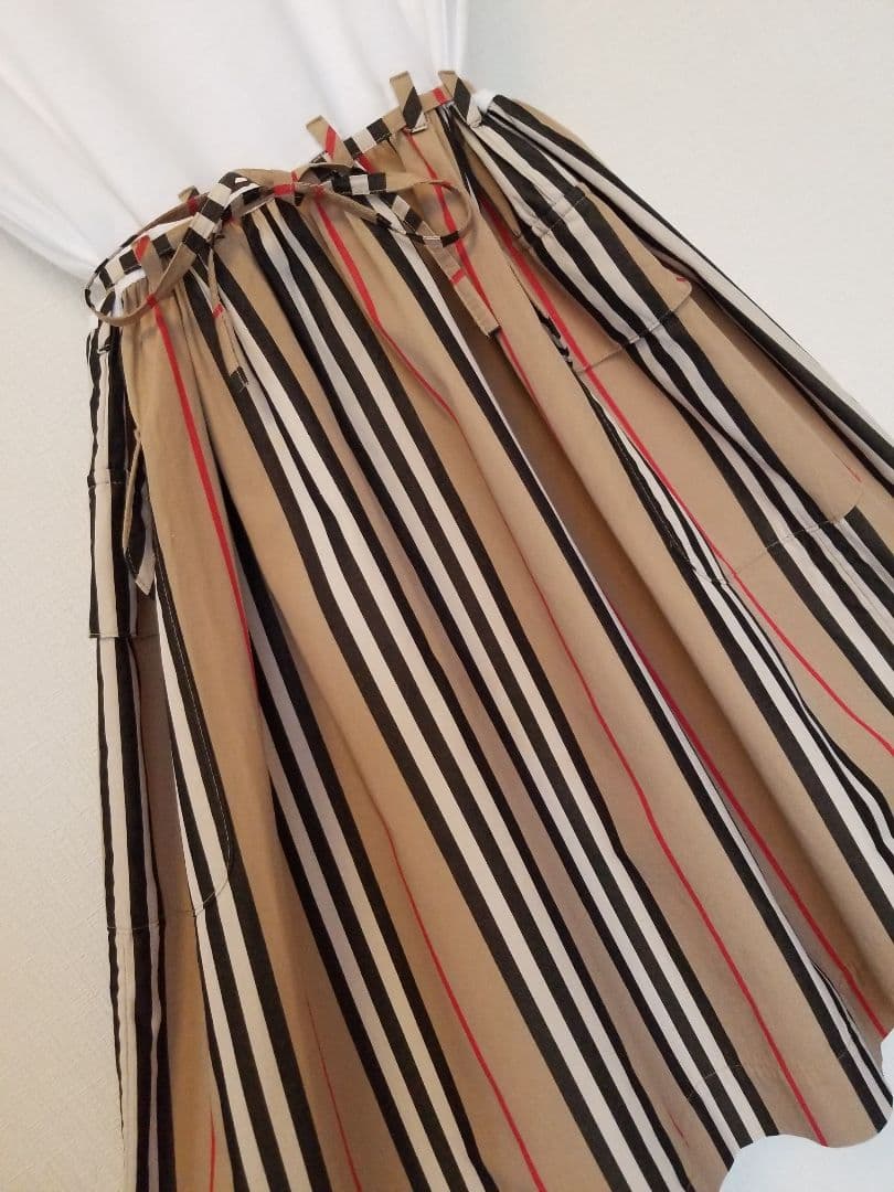 バーバリーワンピース 2度使用 ストライプ 茶 キッズ◯大人◯美品良品